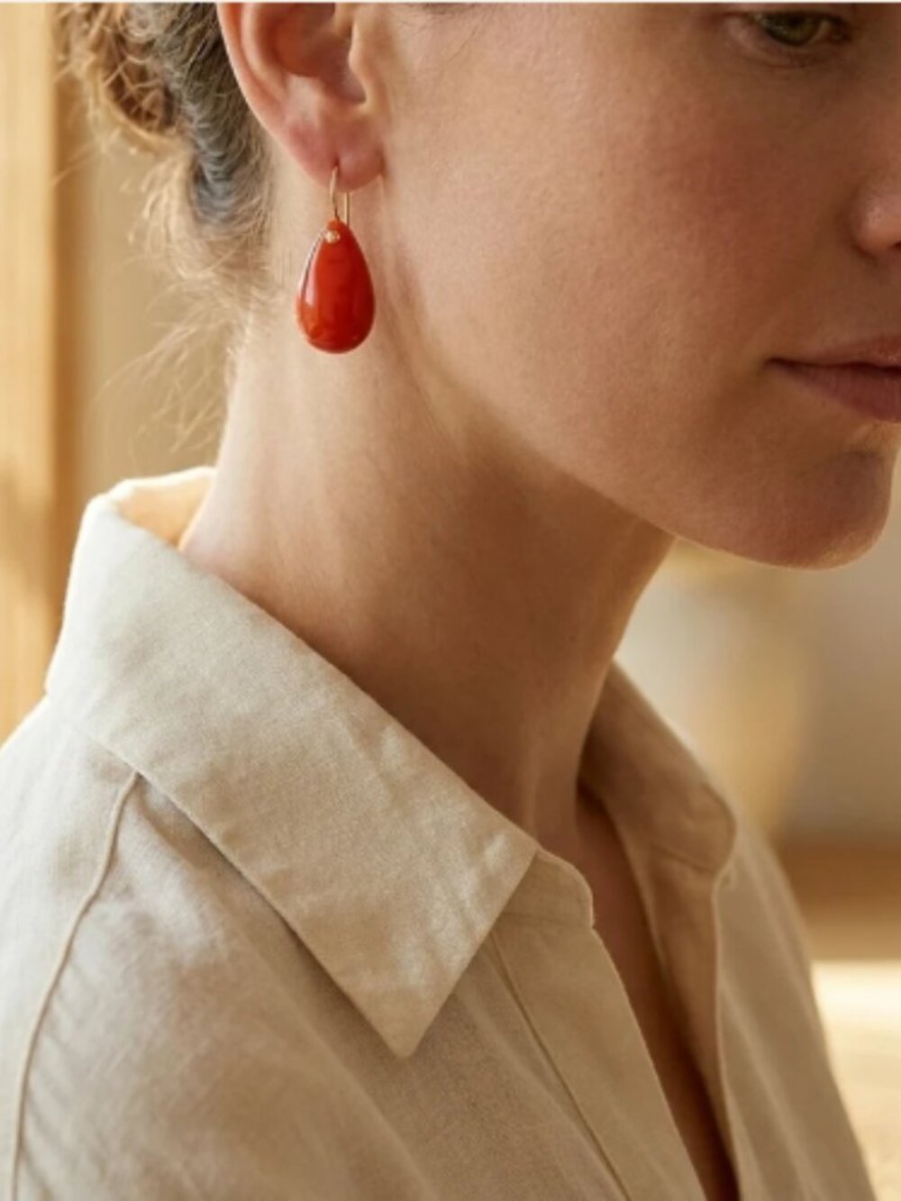 18k Tiffany & Co. Elsa Peretti 18K Yellow Gold Red Coral Teardrop Earrings